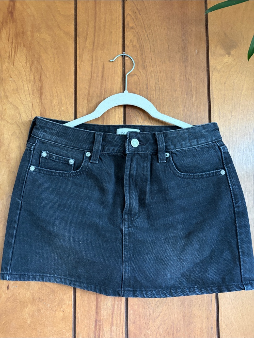 PacSun Black Denim Mini Skirt with Front Button Closure